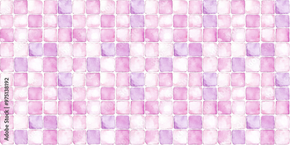 watercolor style pattern of soft pink and lavender color tiles, clean surface texture, white background watercolor style pattern of soft pink and lavender color tiles, clean surface texture, white background