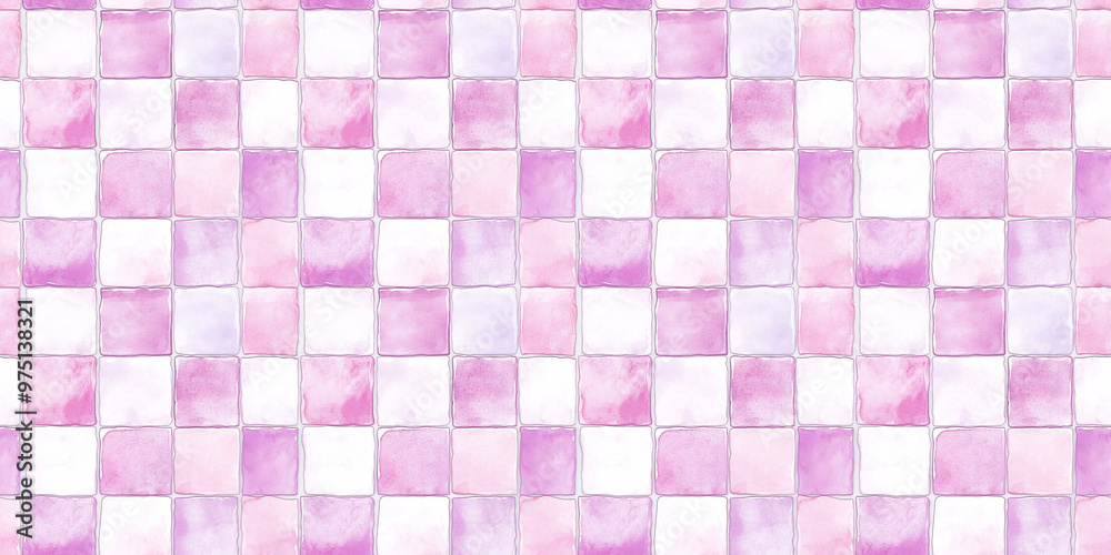 watercolor style pattern of soft pink and lavender color tiles on a white background watercolor style pattern of soft pink and lavender color tiles on a white background
