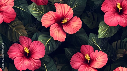 imagine Hibiscus seamless pattern