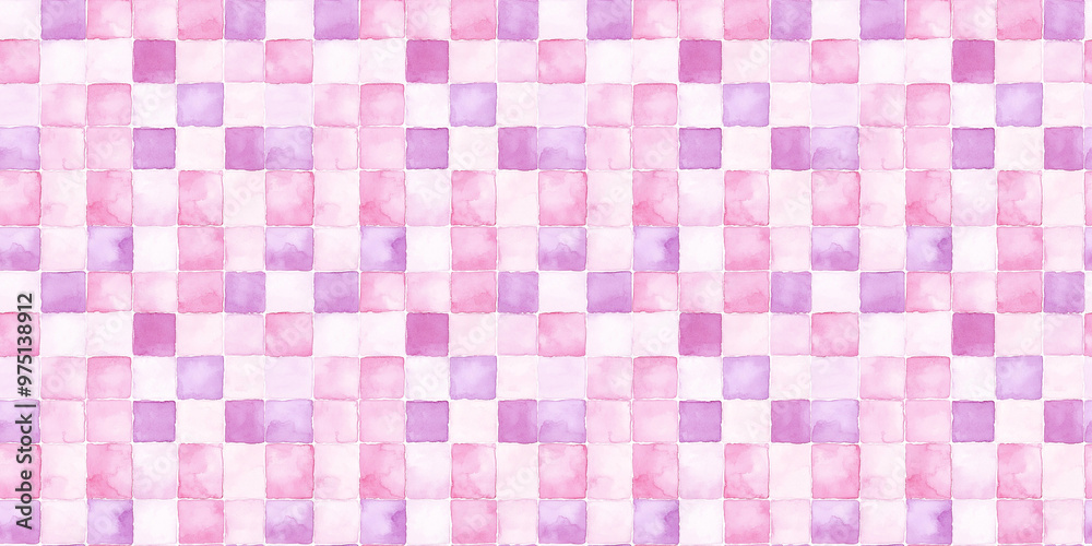 watercolor style pattern of soft pink and lavender color tiles, clean surface texture, white background watercolor style pattern of soft pink and lavender color tiles, clean surface texture, white background