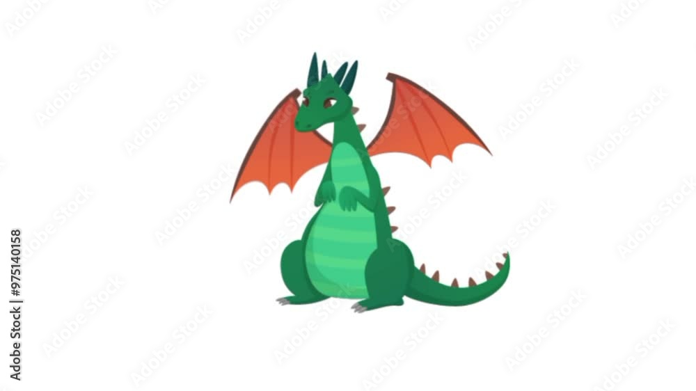 Green dragon. Flying dragon character 4k