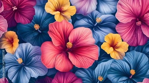 imagine Hibiscus seamless pattern