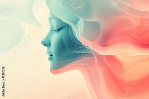 Abstract Profile of a Woman in Pastel Colors