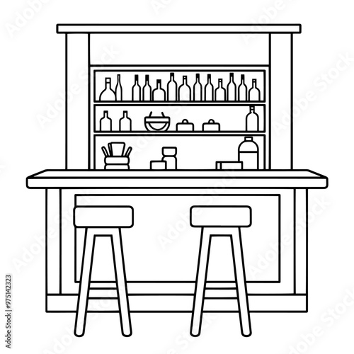 Minimalist vector outline of a bar icon for versatile use.