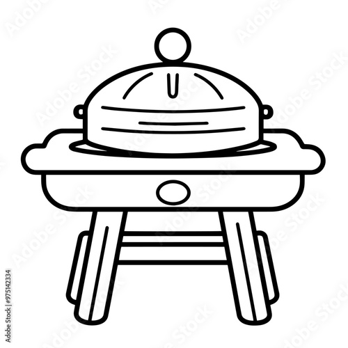 Minimalist vector outline of a barbecue icon for versatile use.