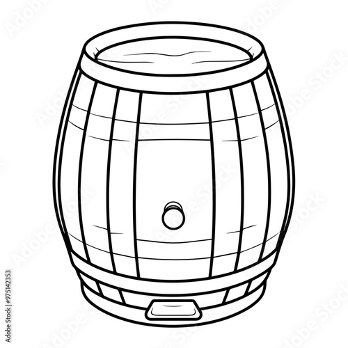 Minimalist vector outline of a barrel icon for versatile use.