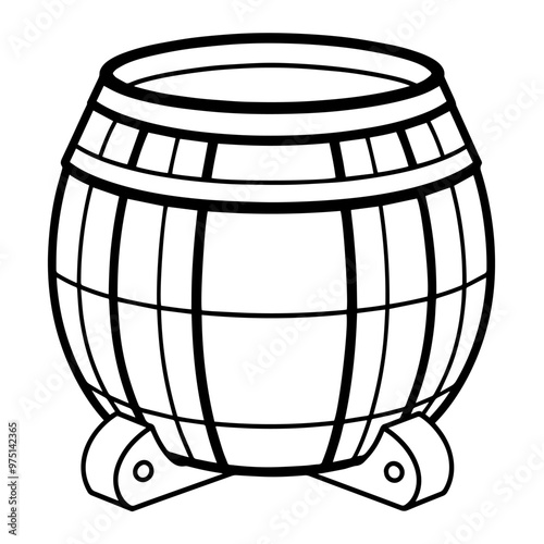 Minimalist vector outline of a barrel icon for versatile use.