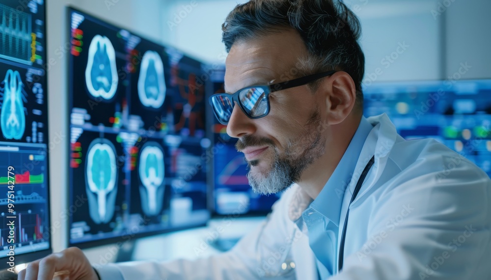 Doctor Analyzing MRI Scan Results Doctor Analyzing MRI Scan Results