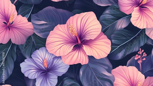 imagine Hibiscus seamless pattern