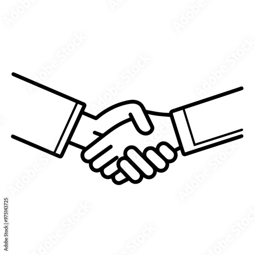 Professional handshake outline icon in vector format for business designs.