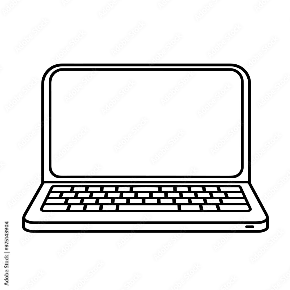 Sleek laptop outline icon in vector format for technology designs. Sleek laptop outline icon in vector format for technology designs.