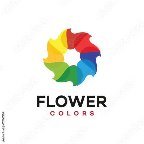 floral logo vector emblem. colorful flower symbol.