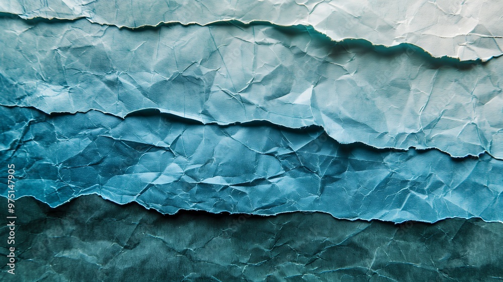 Fototapeta premium Abstract blue and white crumpled paper texture background.
