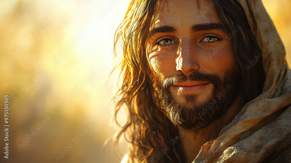 3d cartoon illustration of calm, peaceful, slightly smiling Jesus Christ against the background of an olive grove, Christianity, religion, God, lord, Catholicism, Orthodoxy, faith, believe, man 3d cartoon illustration of calm, peaceful, slightly smiling Jesus Christ against the background of an olive grove, Christianity, religion, God, lord, Catholicism, Orthodoxy, faith, believe, man