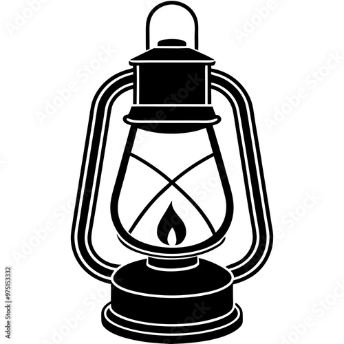 Kerosene lamp line art on white background 