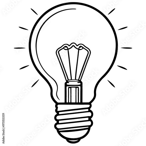 Lightbulb Outline drawing line art vector