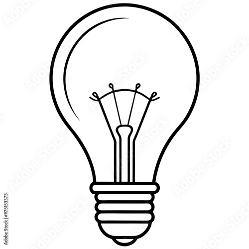 Lightbulb Outline drawing line art vector