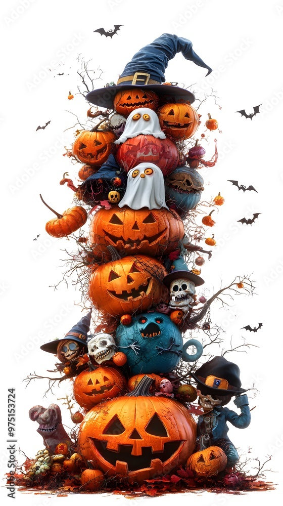 Create a vertical stack of spooky Halloween letters for decor image Create a vertical stack of spooky Halloween letters for decor image