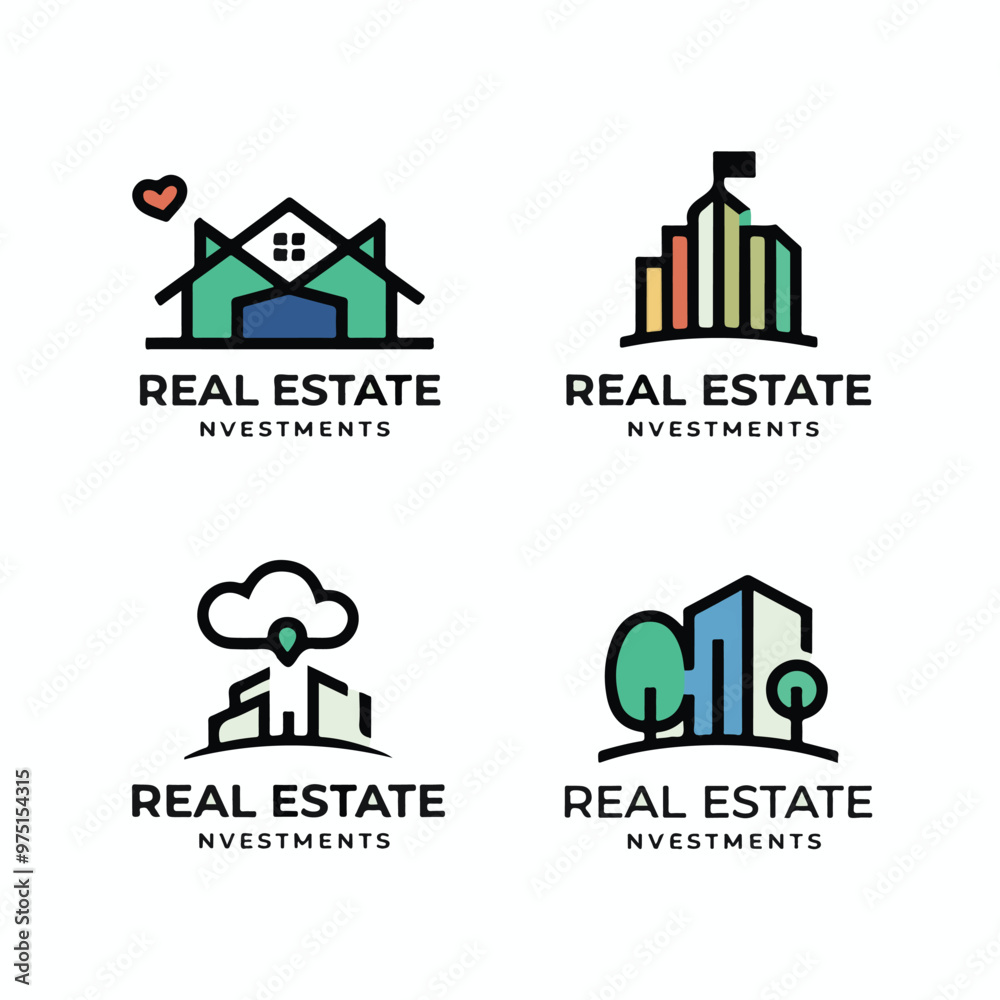 Fototapeta premium Modern Real Estate Logo Set