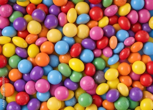 Colorful assortment of round candies in various bright colors