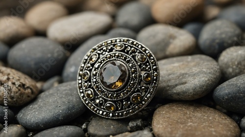 marcasite stone centered in aesthetic background photo