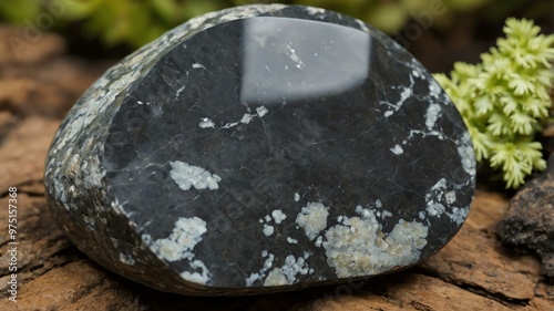 amphibolite stone centered in aesthetic background photo