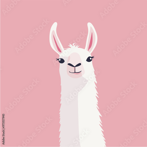 Playful Cartoon Llama with Pink Background