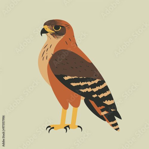 Stylized Hawk Illustration with Earthy Tones