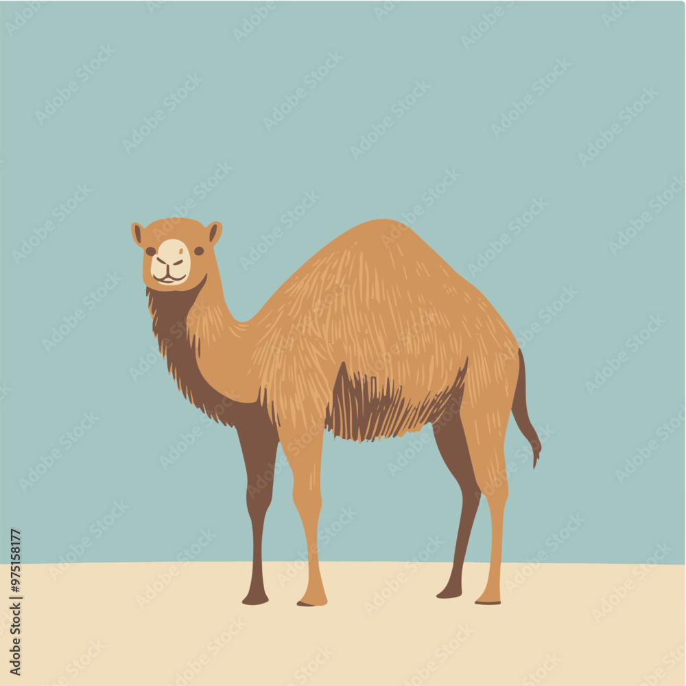 Fototapeta premium Vector Illustration of a Camel Against a Simple Background
