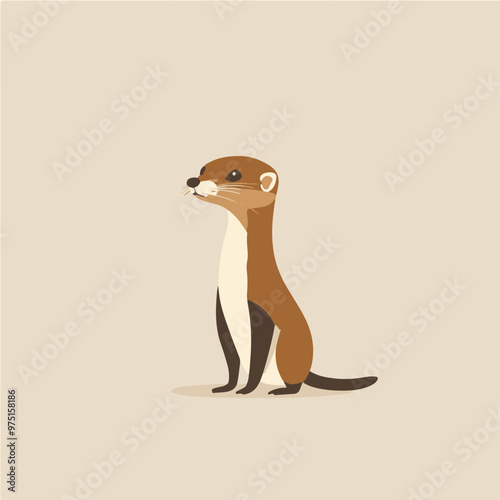 Vector Illustration of a Standing Brown Weasel