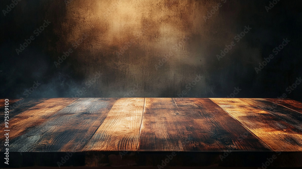 Rustic Wooden Table with Dramatic Background Lighting. A beautifully crafted wooden table against a striking dark background, ideal for showcasing products or creating a cozy design. Rustic Wooden Table with Dramatic Background Lighting. A beautifully crafted wooden table against a striking dark background, ideal for showcasing products or creating a cozy design.