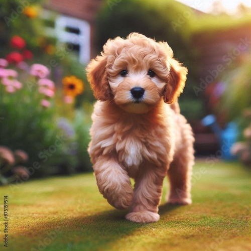 Golden Doodle im Garten