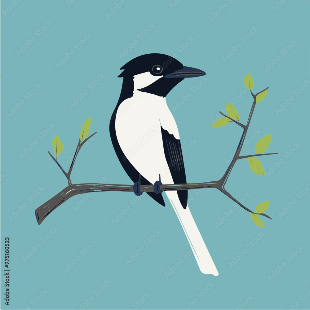 Fototapeta premium Illustration of a Bird Perched on a Branch