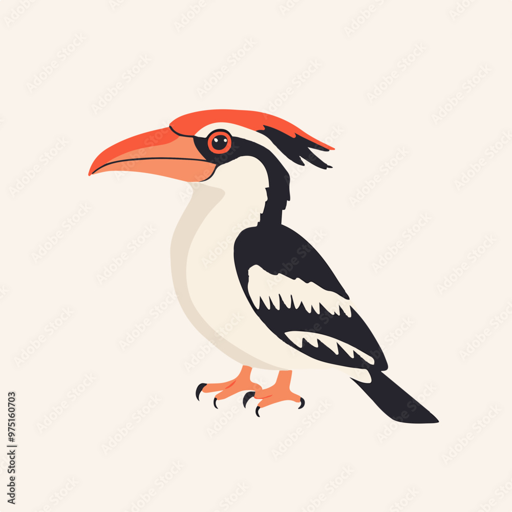Obraz premium Vector Illustration of a Colorful Hornbill Bird