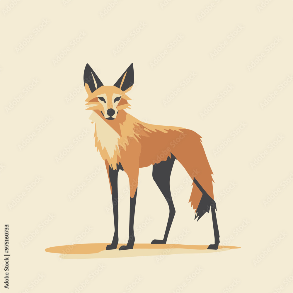 Obraz premium Vector Illustration of a Standing Fox in Warm Tones