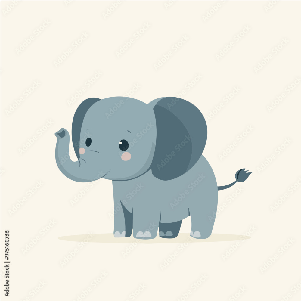 Cute Vector Illustration of a Happy Elephant Cute Vector Illustration of a Happy Elephant