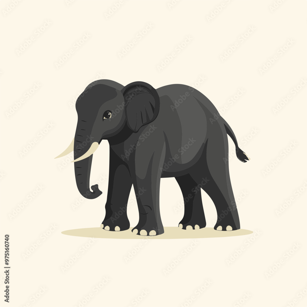 Vector Illustration of a Cute Elephant in Simple Style Vector Illustration of a Cute Elephant in Simple Style