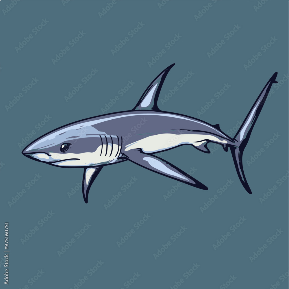 Fototapeta premium Vector Illustration of a Shark in Simple Lines
