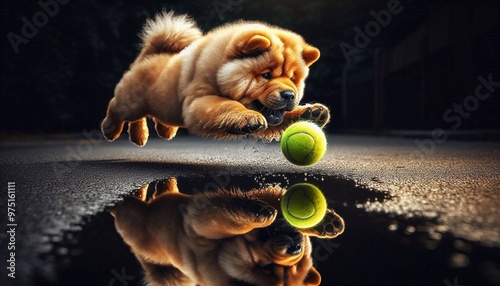 Chow Chow spielt Ball photo