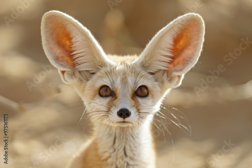 Adorable fennec fox with large ears in desert habitat AI