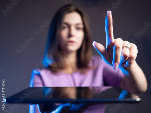 Young businesswoman. Electr...