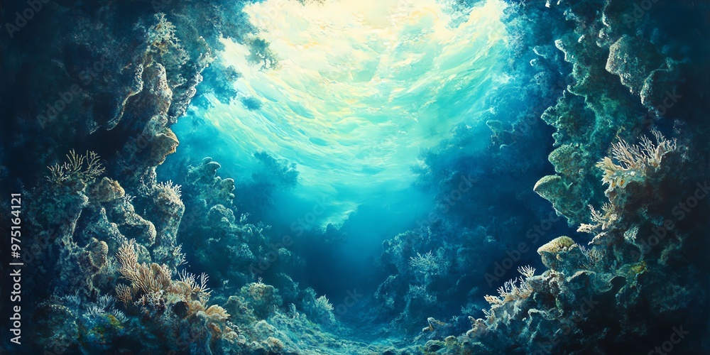 Fototapeta premium Captivating underwater landscape from a low angle