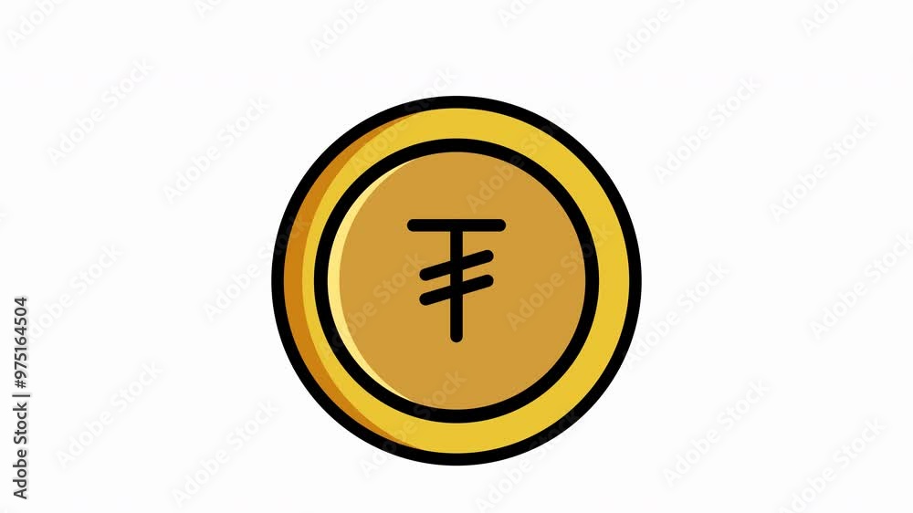 Animated, gold coin featuring tugrik coin, mongolia money symbol, ideal for financial concepts, currency exchange, current money, economics, investment, banking, savings and investment concepts design Animated, gold coin featuring tugrik coin, mongolia money symbol, ideal for financial concepts, currency exchange, current money, economics, investment, banking, savings and investment concepts design