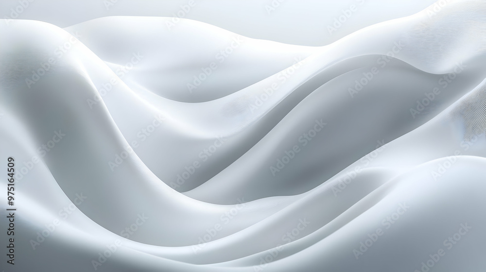 Fototapeta premium Abstract white cloth background with soft elegant curves and waves for design, illustration, and other purposes.