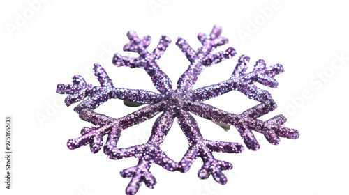 Christmas purple glitter snowflake on transparent background