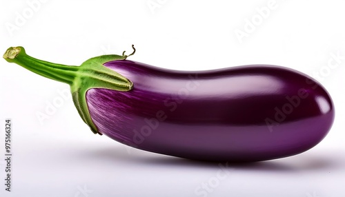 Fresh Purple Eggplant Isolated on White Background