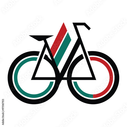 This minimalist cycle logo features a sleek bicycle design with bold colors and geometric elements capturing a sense of energy and movement