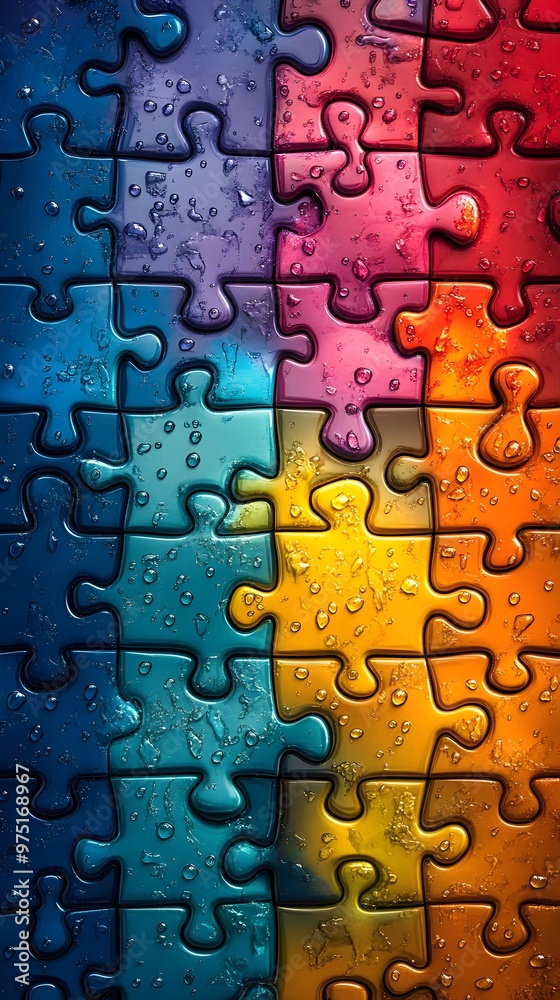 Puzzle-themed background in a vivid, colorful illustrative art style image Puzzle-themed background in a vivid, colorful illustrative art style image