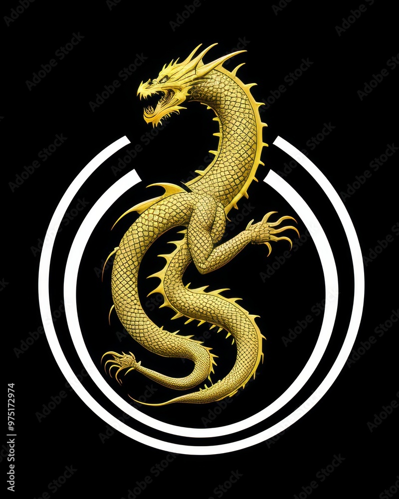 Obraz premium Artistic dragon logo featuring a blend of vibrant colors and intricate patterns