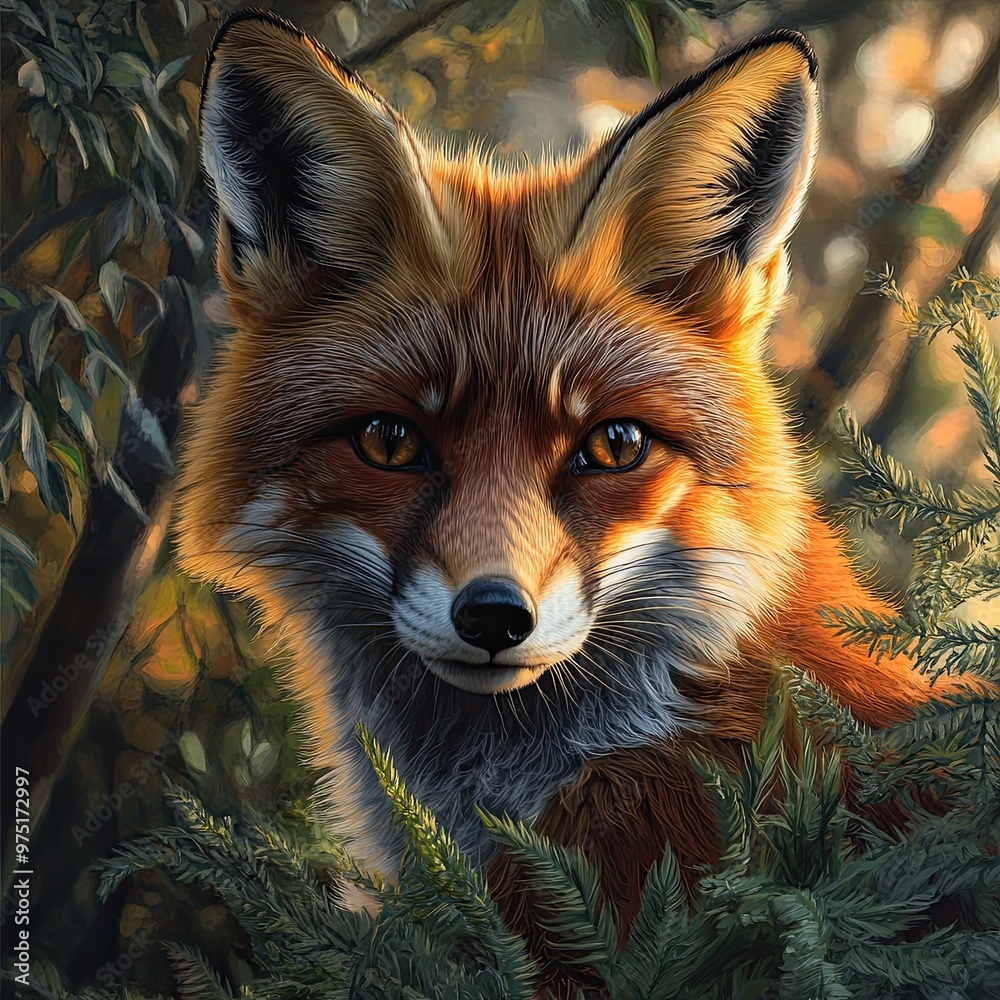 Lifelike Portrait of a Fox in Natural Habitat Lifelike Portrait of a Fox in Natural Habitat